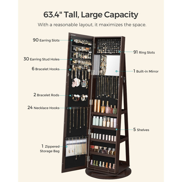 Ebern Designs Quakertown 21.3'' Wide Freestanding Jewelry Armoire with